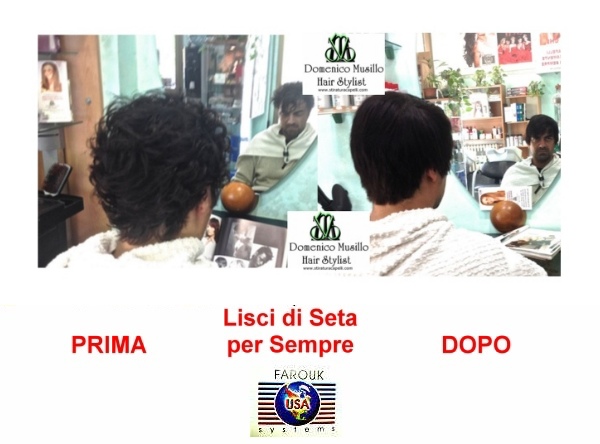 Capelli prima e dopo la stiratura dei capelli