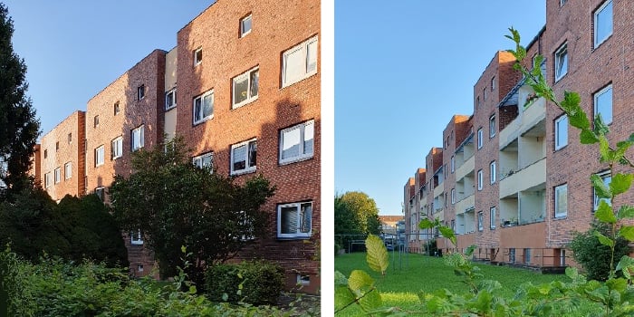 Margarethenstr. 42-52 Vorgarten und rückseitige Grünfläche