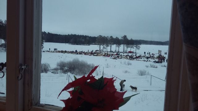 Der Checkpoint liegt direkt vor den Fenstern des Restaurants