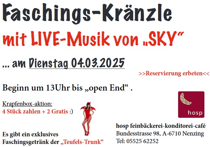 SKY Live Faschings Kränzle Nenzing - Bäckerei HOSP