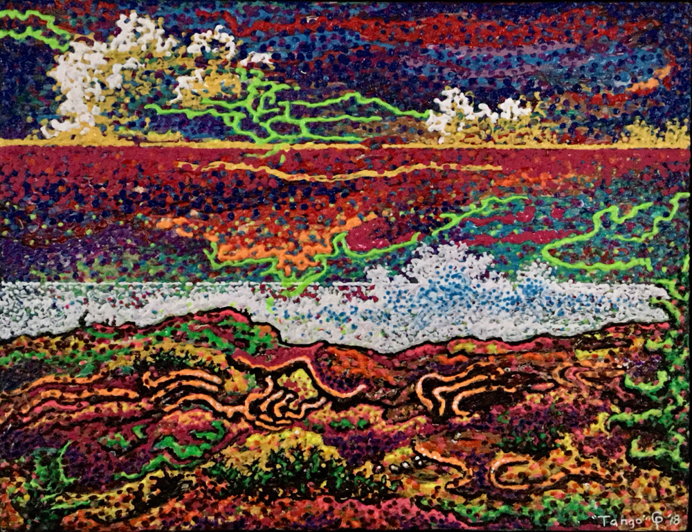 29)    TANGO, acrylic on wood panel, 11.75”x 15.25”, 2018   