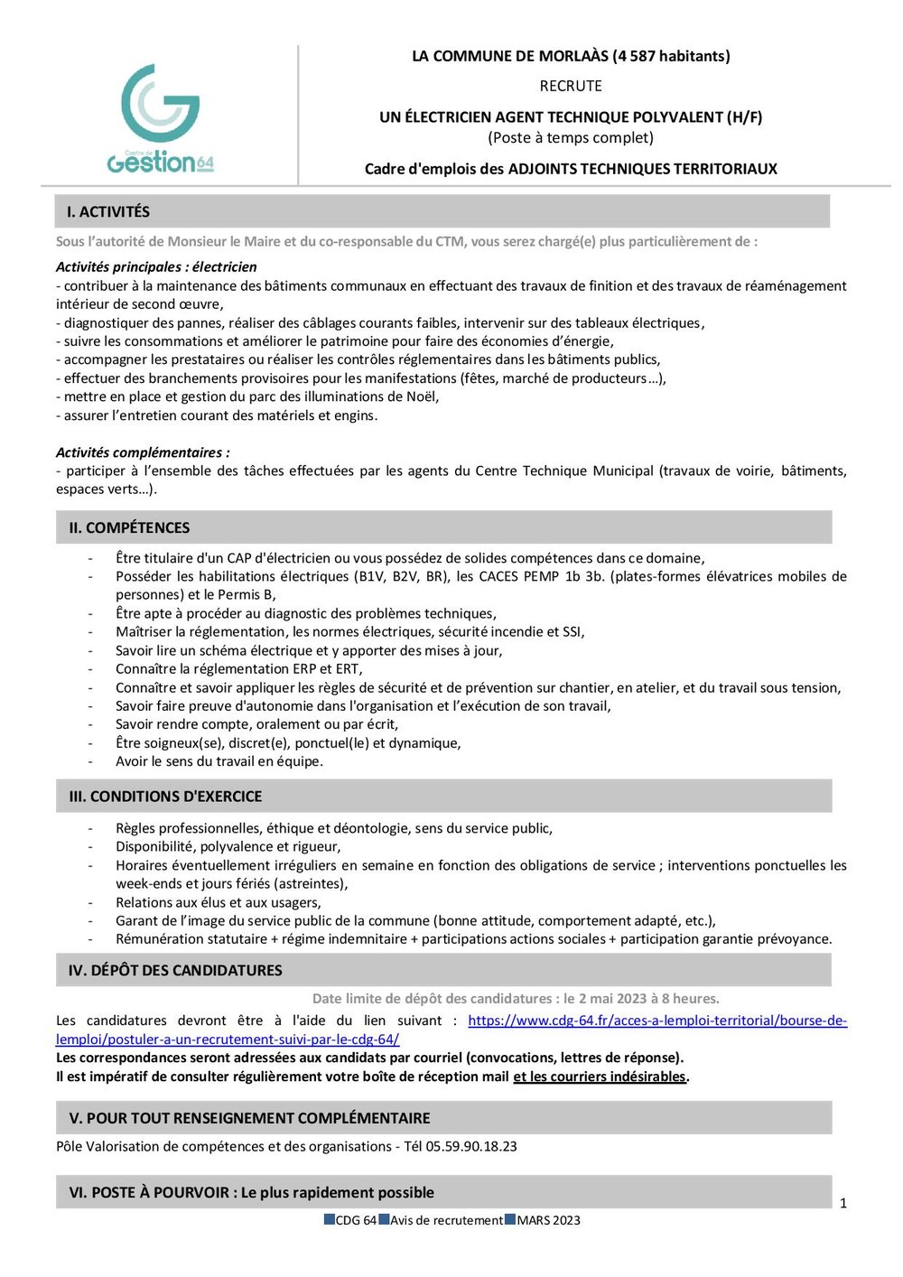 Electricien agent technique polyvalent