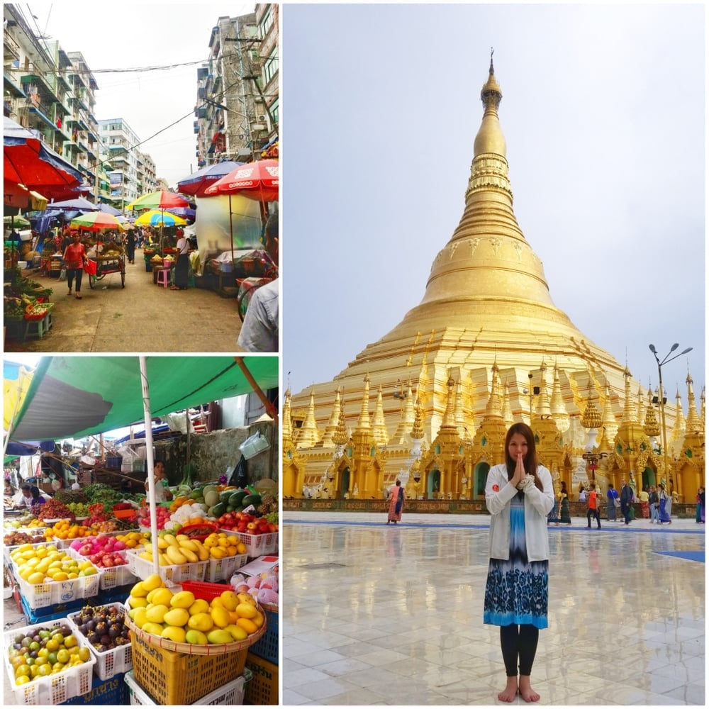 市場とシュエダゴンパゴダ