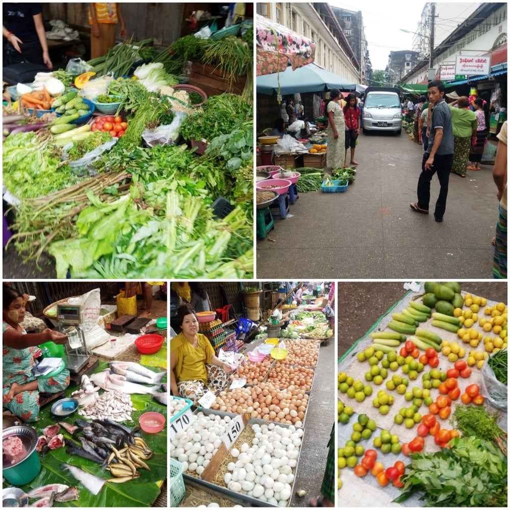 カラフルな野菜が並ぶ市場