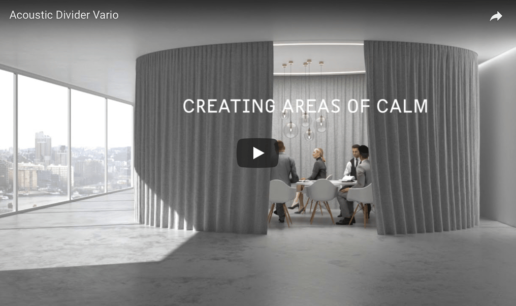 Beispiel Bild eines 6m Durchmesser Sitzungszimmers aus Stoff von Création Baumann.