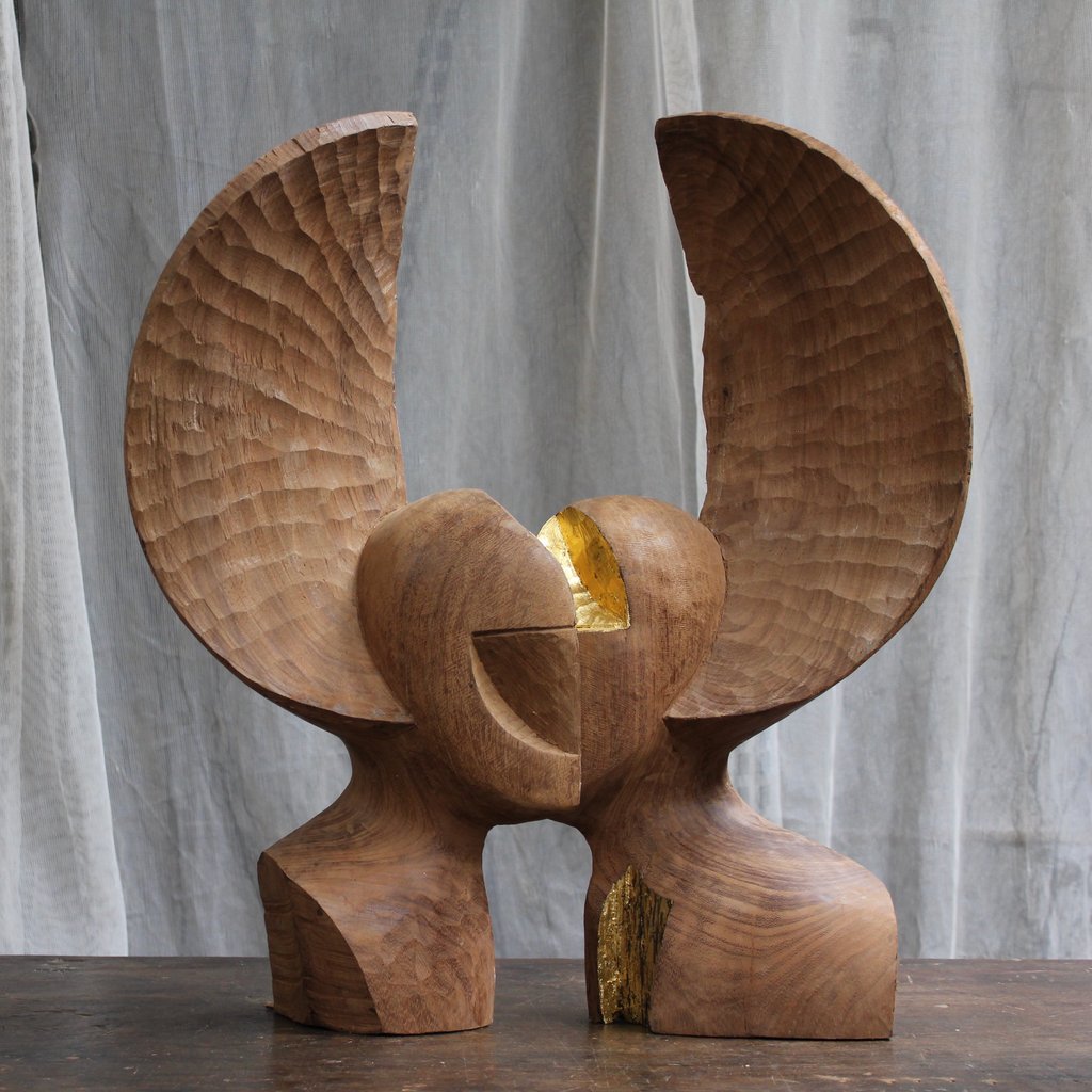 Secret trouvé, iroko doré à la feuille, 84 x 38 x 26 cm (x2)