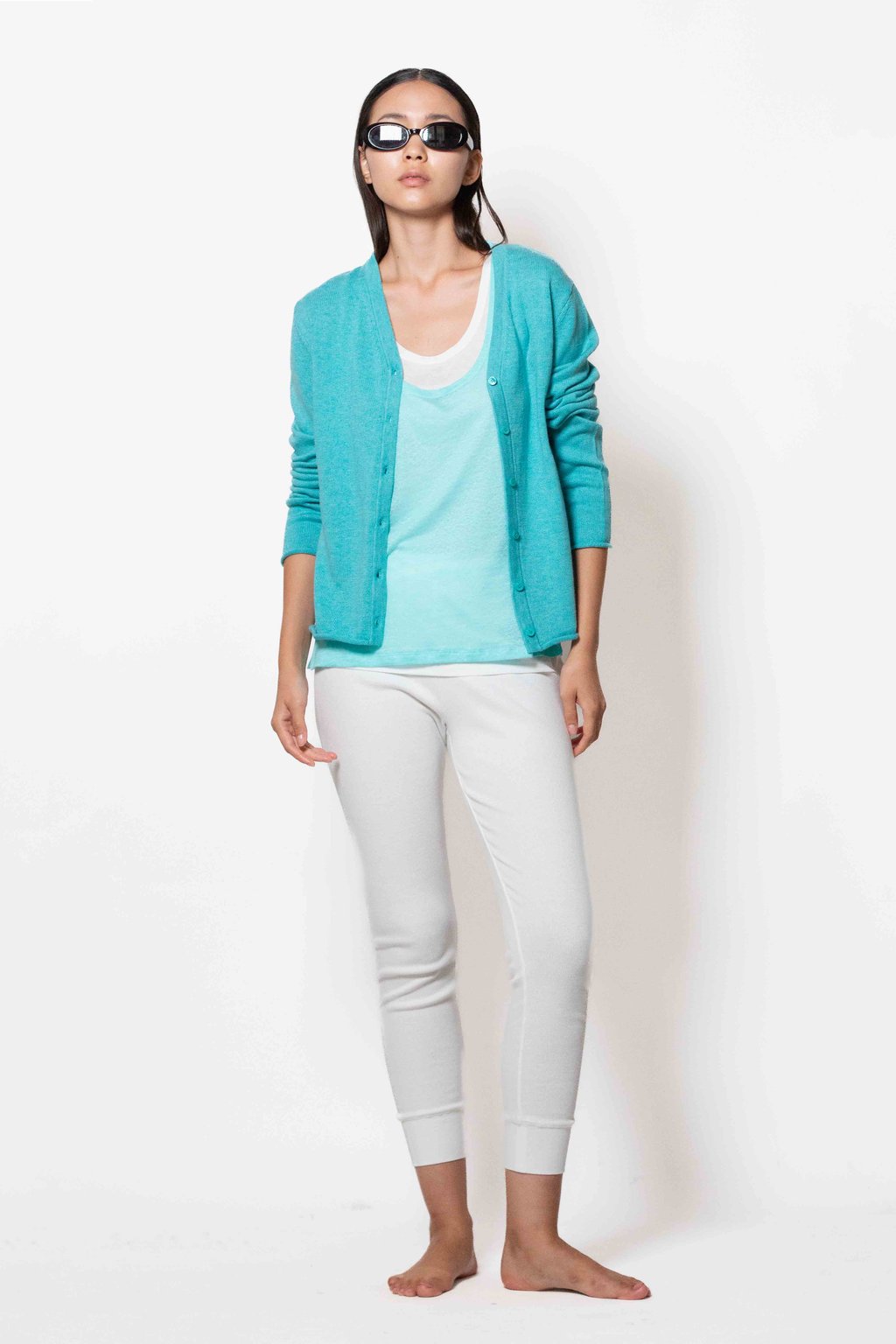 Cardgian E26-59-K02-Enjoy-2 Turquoise, Tank Top E26-13-01-3 Turquoise, Pants E26-22-05-1 Off White