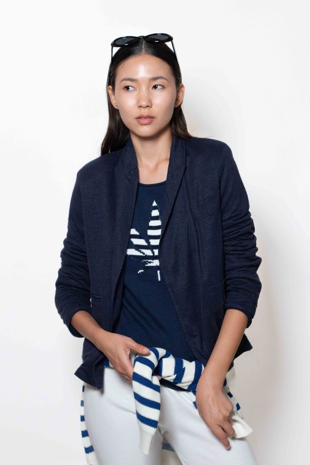 Jacket E26-12-16-9 Marine, Sweater E26-59-K01-Feuille-5 Marine