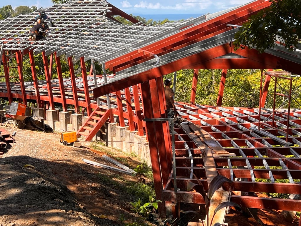 May 2023 - with 3 welders on site the steel frame will be finalised soon