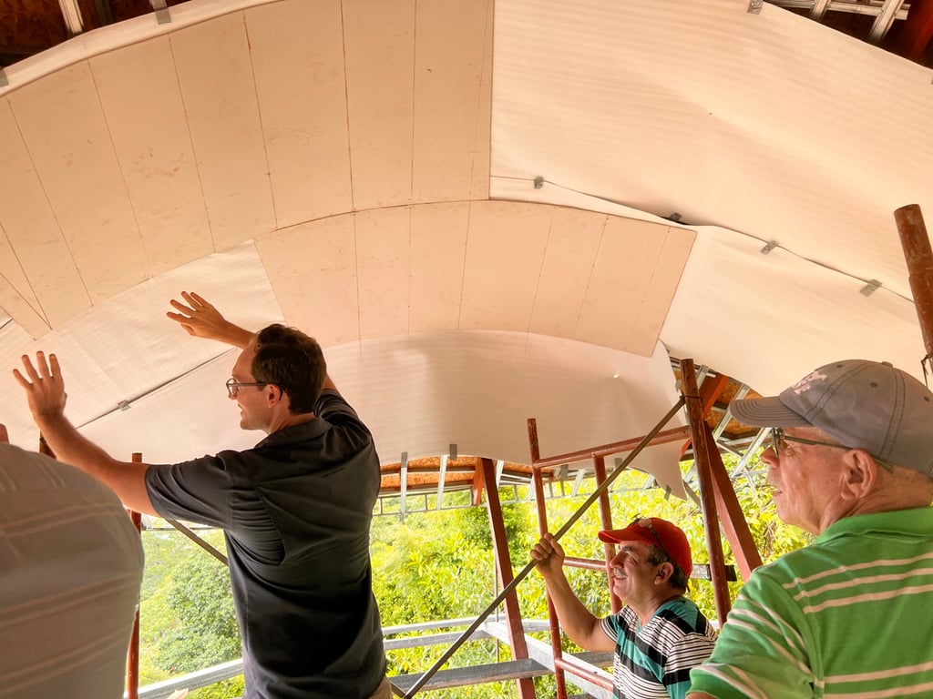 September 2023 - first sample of the ceiling covering