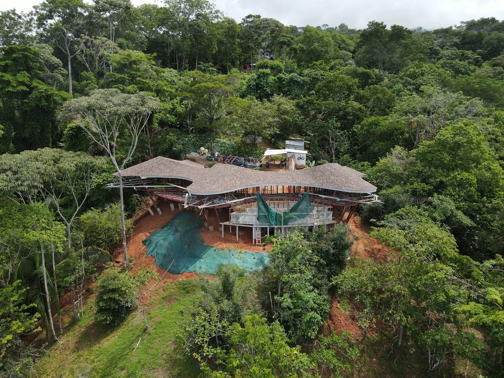 September 2023 - bird's view; we are glad the roof is on!