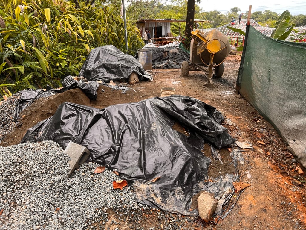 June 2023 - the concrete is mixed using a small machine