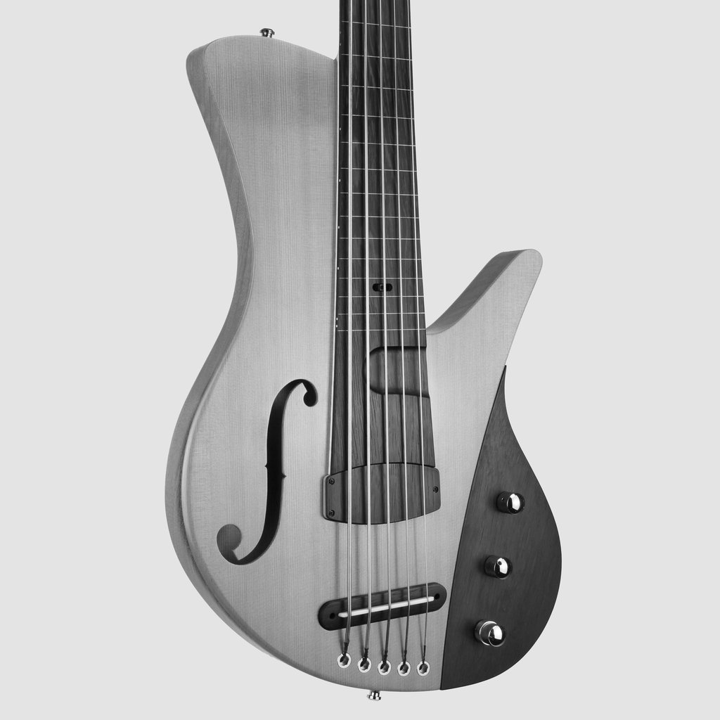 5 string fretless custom basses semi hollow made by Ulrich in Germany