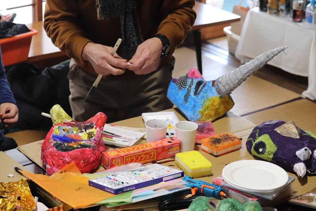 鬼のお面づくり③