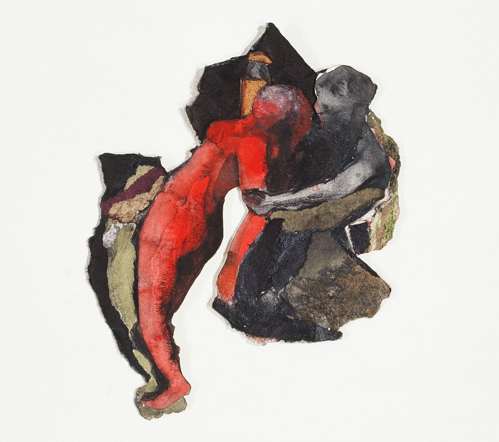 Mes ancêtres pourtant mortes muettes I, d'après Delacroix, 1991, 21 x 16 cm. Techniques mixtes sur papier, Collection privée, Photo: Paul Litherland