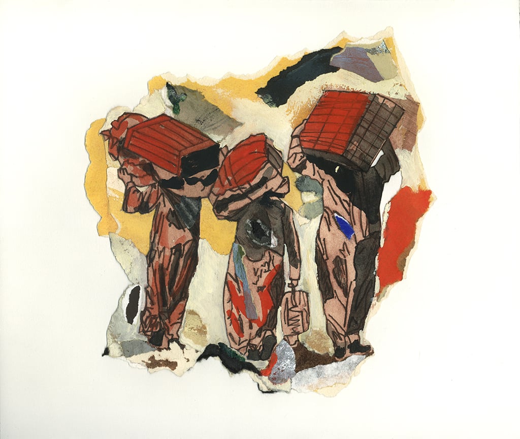 Sans titre, 1995, 24 x 23 cm - 9.5" x 9", techniques mixtes sur papier - mixed media on paper.