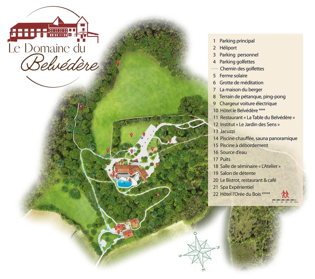 Création plan hôtel illustré "Domaine du Belvédère" - Panneau RIS