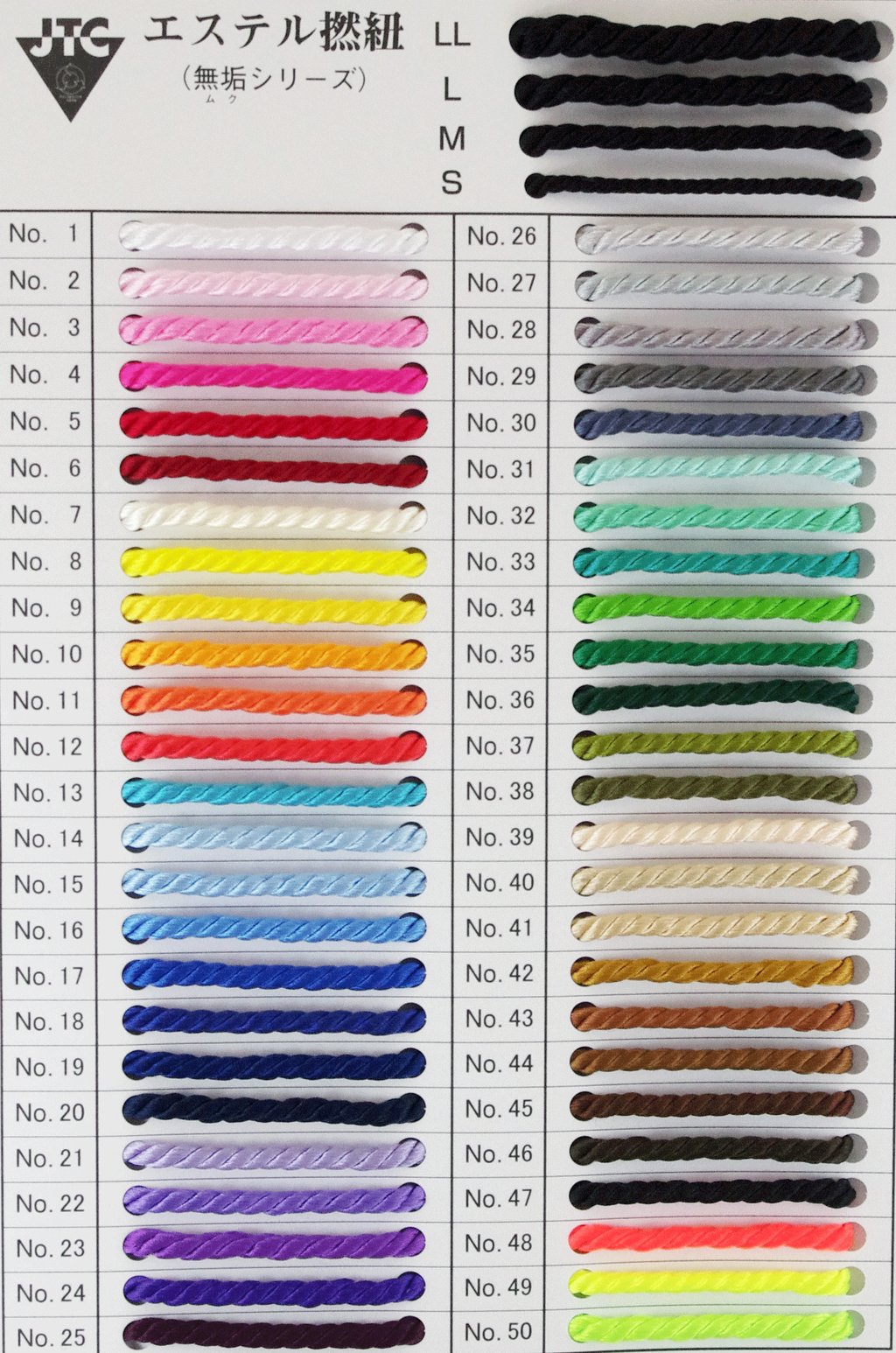 ポリエステル　撚紐（撚り紐）　無垢