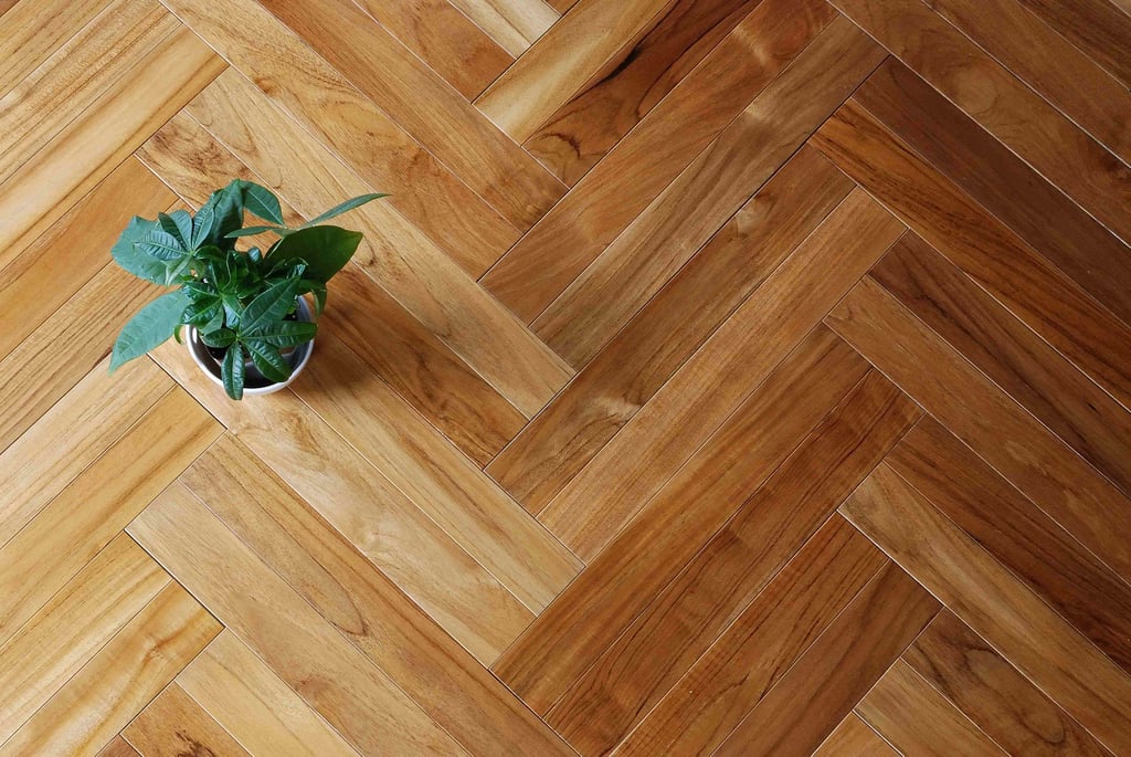 チーク ヘリンボーン ダブル 無垢フローリング アンドウッド