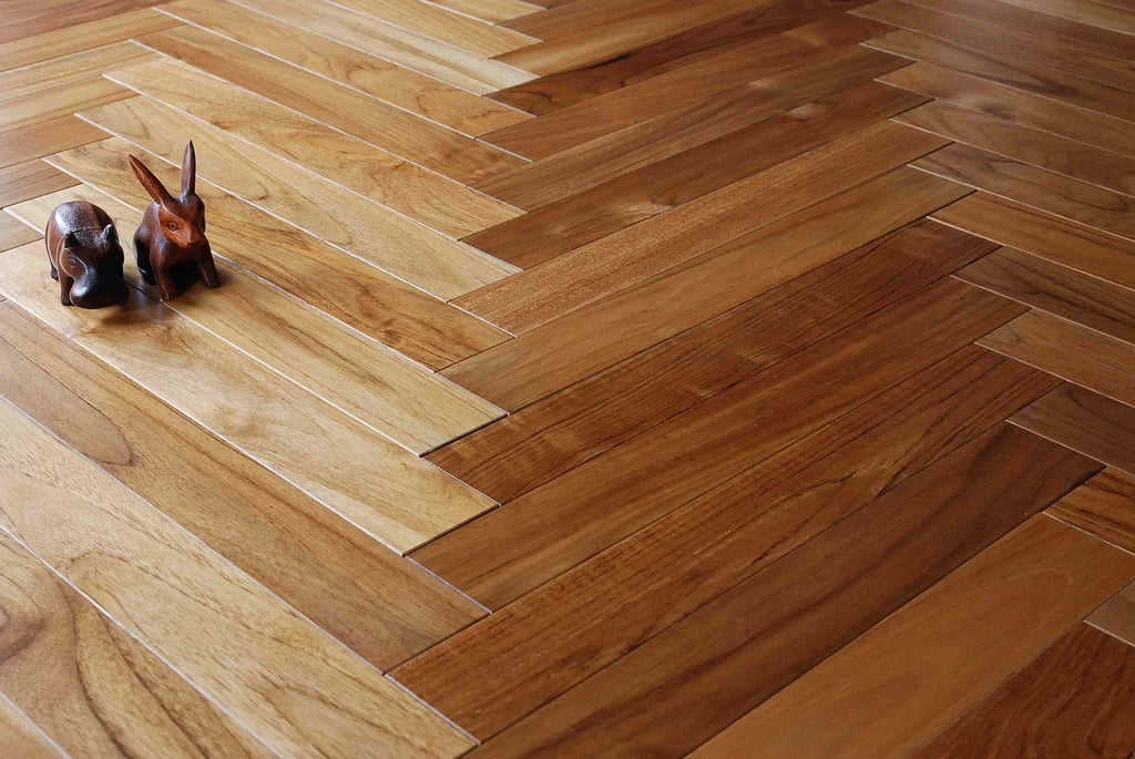チーク ヘリンボーン シングル アンドウッド 無垢フローリング