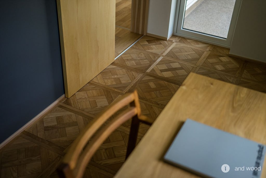 オーク 寄木 パーケット 無垢 フローリング アンドウッド andwood 宮崎建築 施工例 2