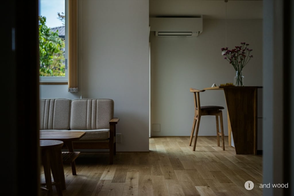 オーク 乱尺 プライウッド オイル塗装 施工例 新潟 andwood アンドウッド 加藤淳 11