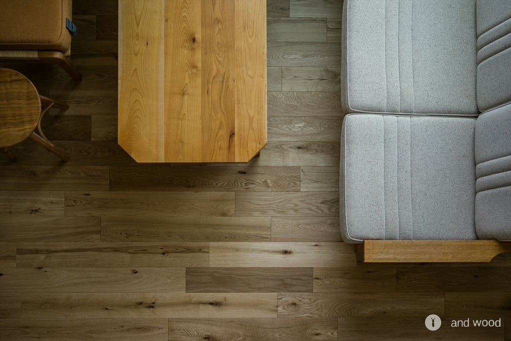 オーク 乱尺 プライウッド オイル塗装 施工例 新潟 andwood アンドウッド 加藤淳 2