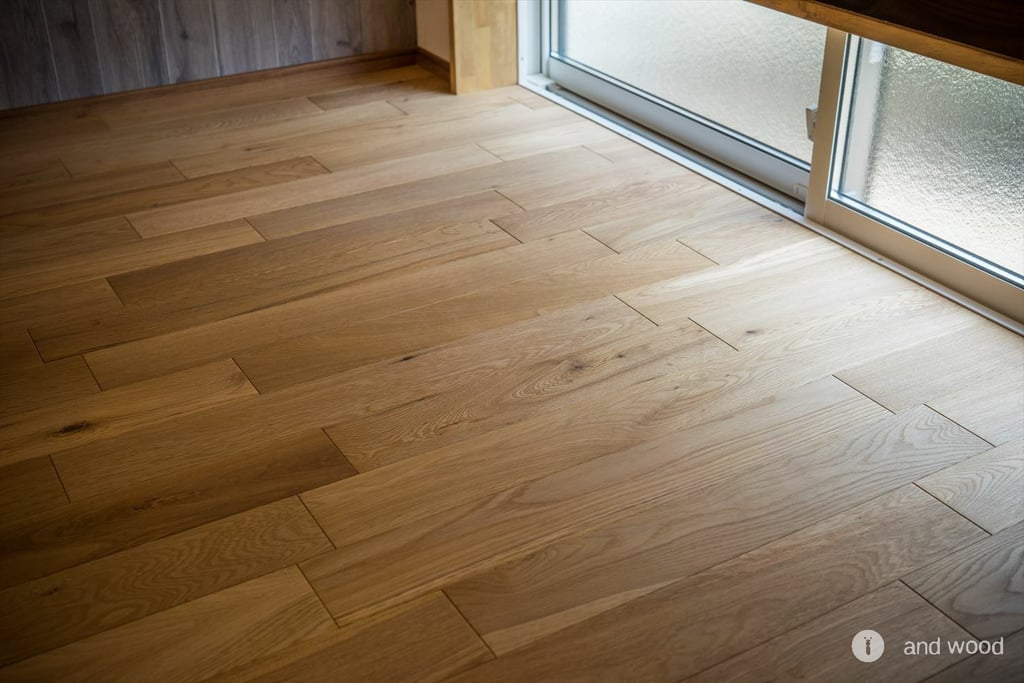 オーク フローリング プライウッド 乱尺 幅細 施工例 andwood アンドウッド 2
