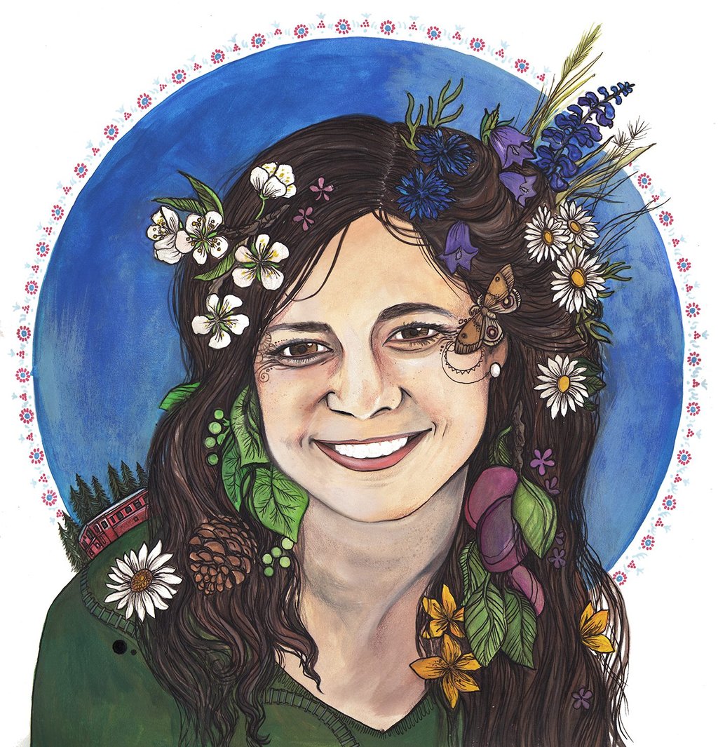 "Lenka - Czech Republic" from "Girls of Gondwana" series, gouache and ink, 2018