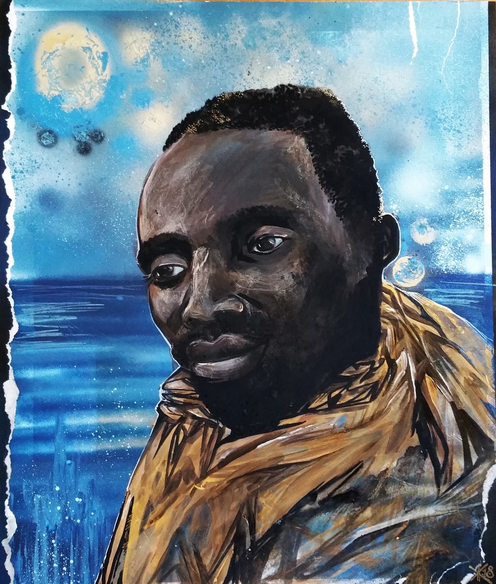 "Seawatch", acrylics, spraypaint, crayons and ink, 2018