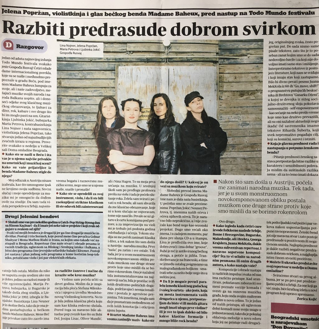 "Danas", (Zorica Kojić), April 2016, Belgrade/RS