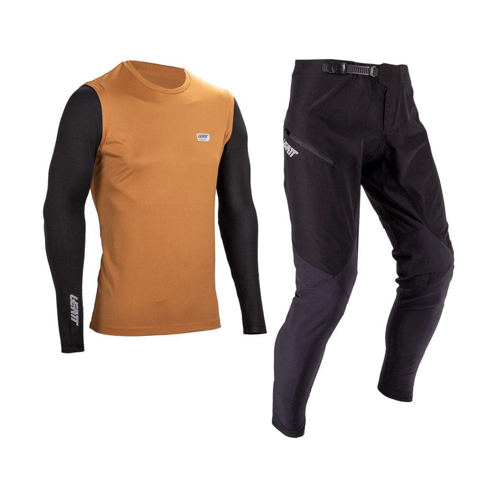 Die Hose ist ausschließlich in Schwarz erhältlich, die Trikots haben schwarze Ärmel und hier in der Farbe Rust verfügbar