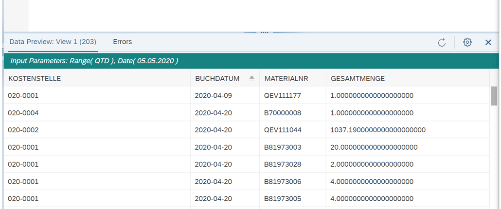 DSP: Data Preview Output