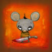 Mouse with  bloody knife