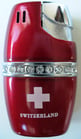 Gas-Feuerzeug „Diamond“, rot, mit CH- Kreuz