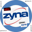 "Neu: zyna - vormals syna"  Ansteckknopf/Sticker*