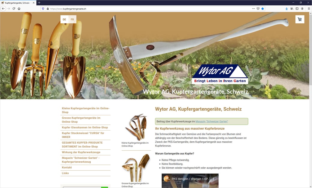 Kupfergartengeräte - Wytor AG, Laupen ZH - Jürg und Brigitta Richli
