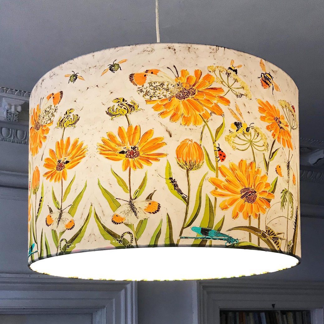 fleur de calendule lampshade ceiling pendant shade light cow parsley orange flowers