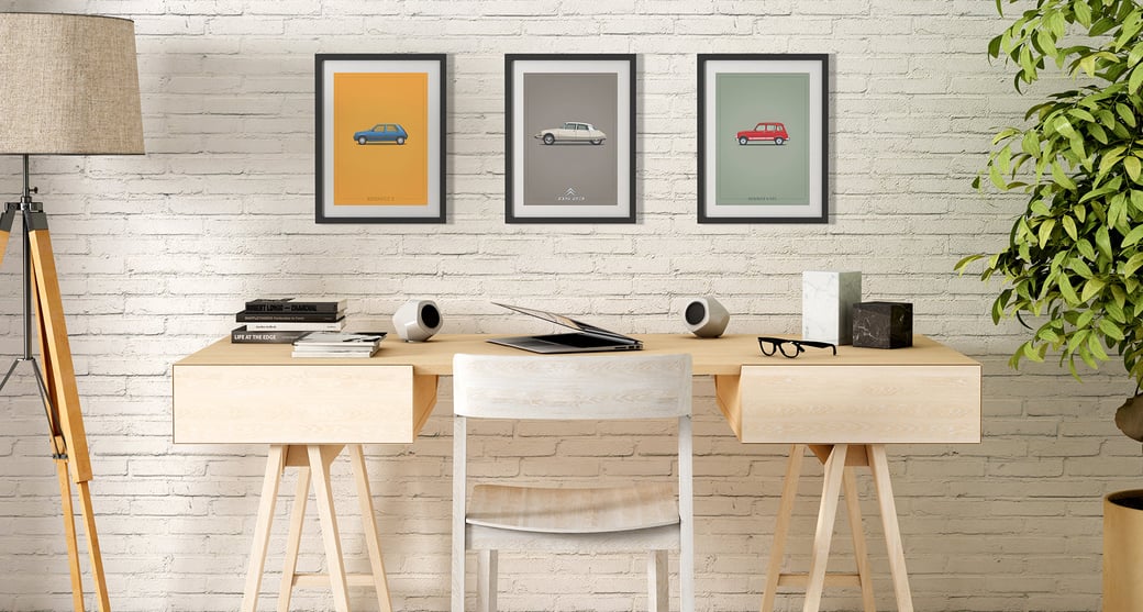 Renault Mercedes Porsche Peugeot poster car poster framed picture illustration graphic ilustracija grafika katrca classic cars