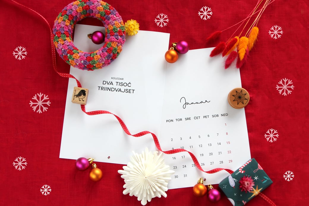 koledar 2023 kalender calendar novo leto download januar februar marec april maj junij julij avgust september oktober november december stenski koledar