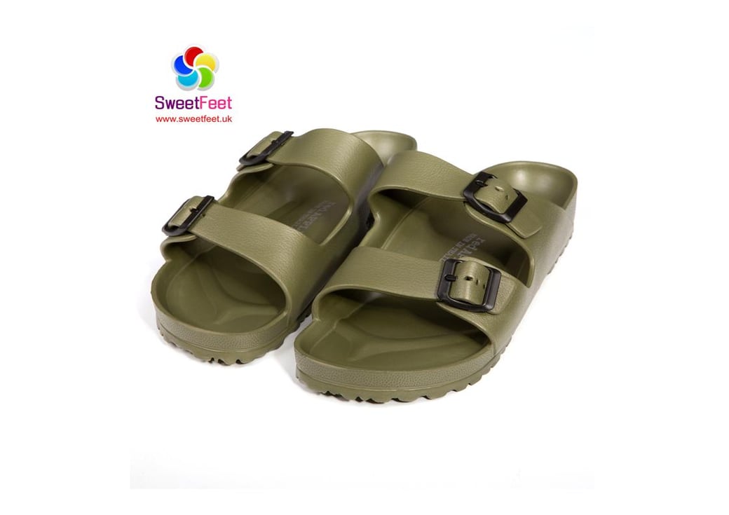 Men's Red Apple sandals available in Green, Black and Dark Blue.