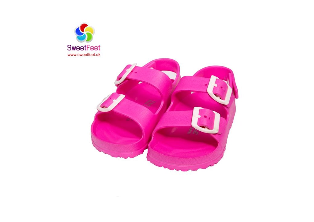 Kids Red Apple sandals available in Pink, Orange and Black.