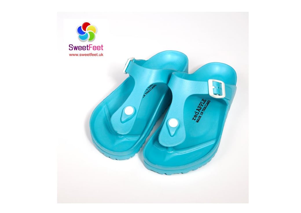 Women's Red Apple sandals available in Marine Blue, Grey, White and Black.