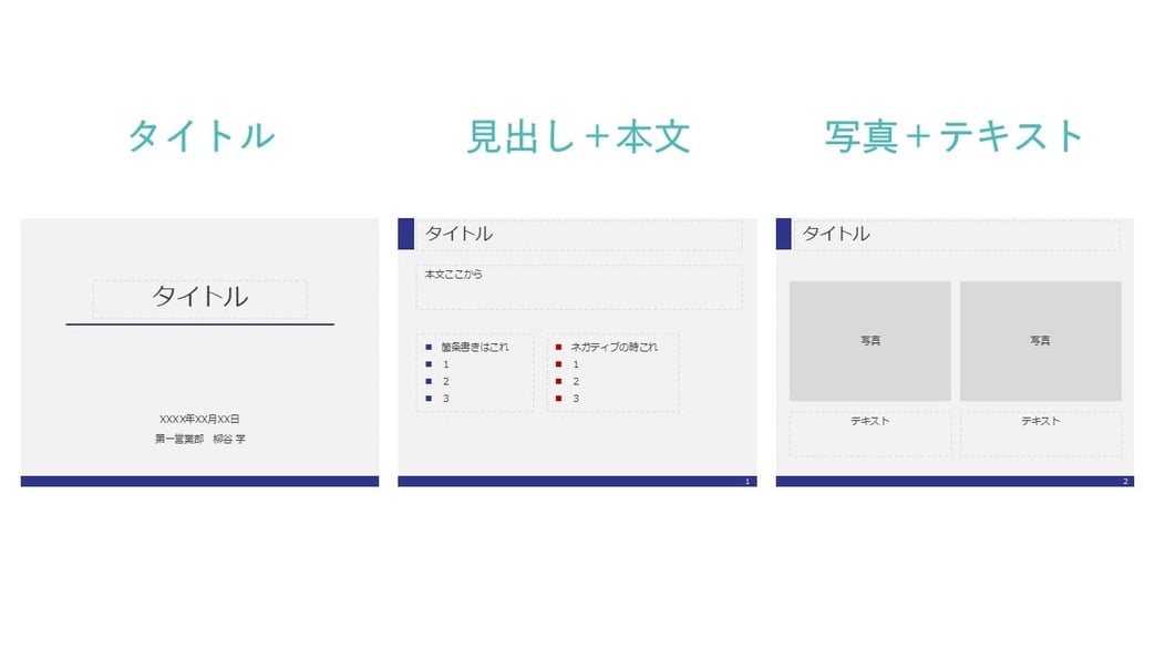 パワーポイントの企画書やプレゼン資料のレイアウトで毎回悩む方は、ご自身で専用のテンプレートを作っておくと良いでしょう。