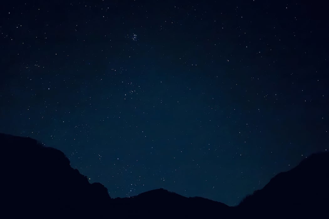 光源のない場所から見上げる満天の星空（新月の夜の森）