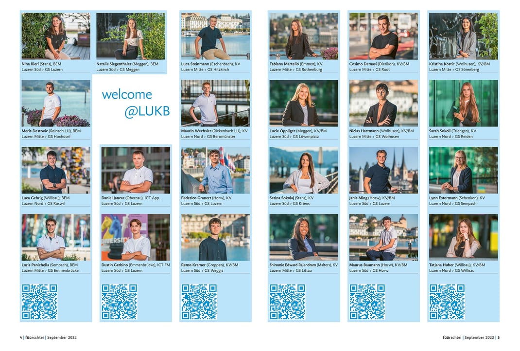 Die "Neuen" werden auf einer Füürschtei-Doppelseite mit Video-QR-Code vorgestellt.