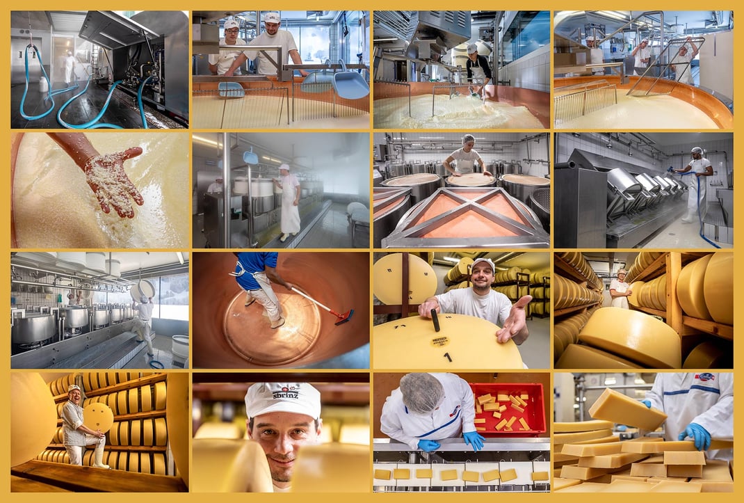 Fotodokumentation Herstellung von Sbrinz-Käse im Auftrag Emmi Schweiz AG und Sbrinz Käse GmbH