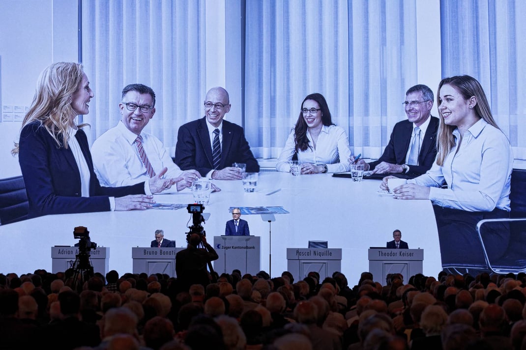 Fotodokumentation (Web & Print) Generalversammlung der Zuger Kantonalbank in der BOSSARD Arena Zug.