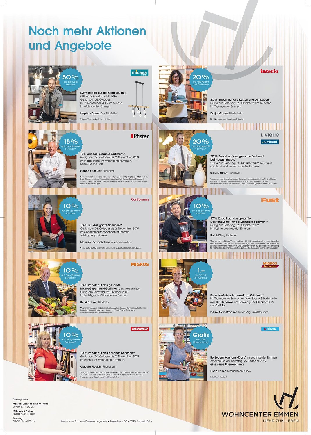 Provisorisches Layout der geplanten Zeitungsbeilage zur Wiedereröffnung des Wohncenters Emmen.