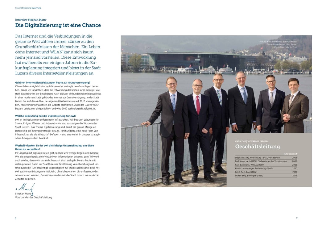 Die Geschäftsleitung energie wasser luzern ewl in der Seebadi Luzern (3.4.2017)